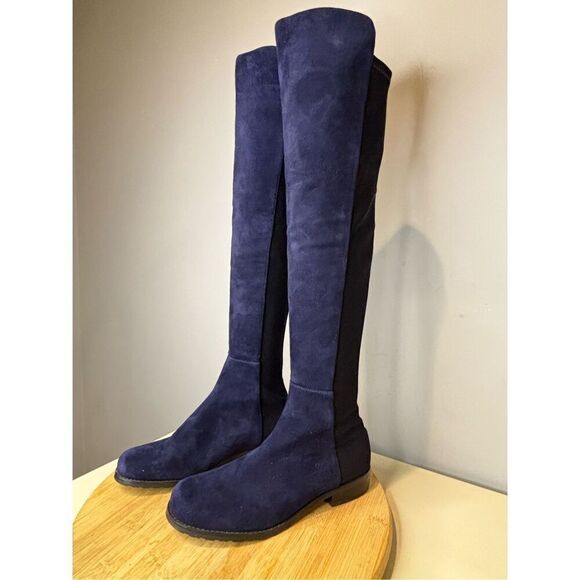 Stuart Weitzman Women's S251823 Suede Over The Knee‎ 5050 Boots Blue Sz 4.5M - Picture 3 of 8